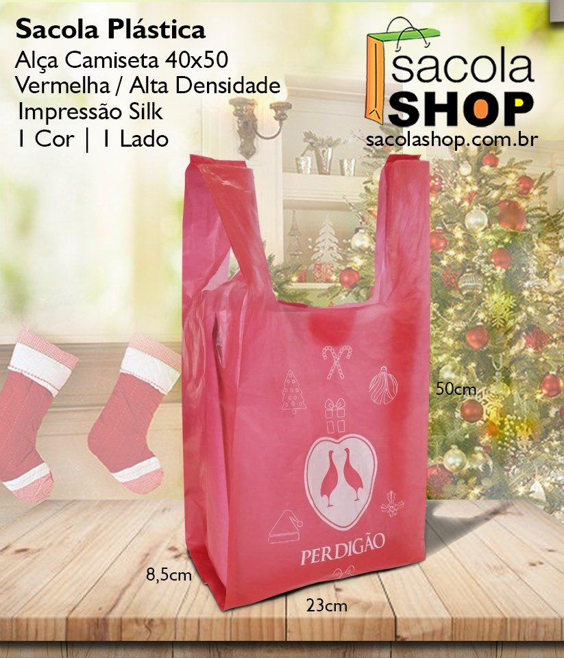 Sacola plástica personalizada modelo camiseta