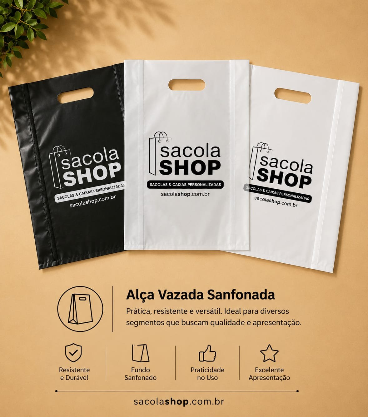 Sacolas plásticas sanfonadas personalizadas em Curitiba e todo o Brasil